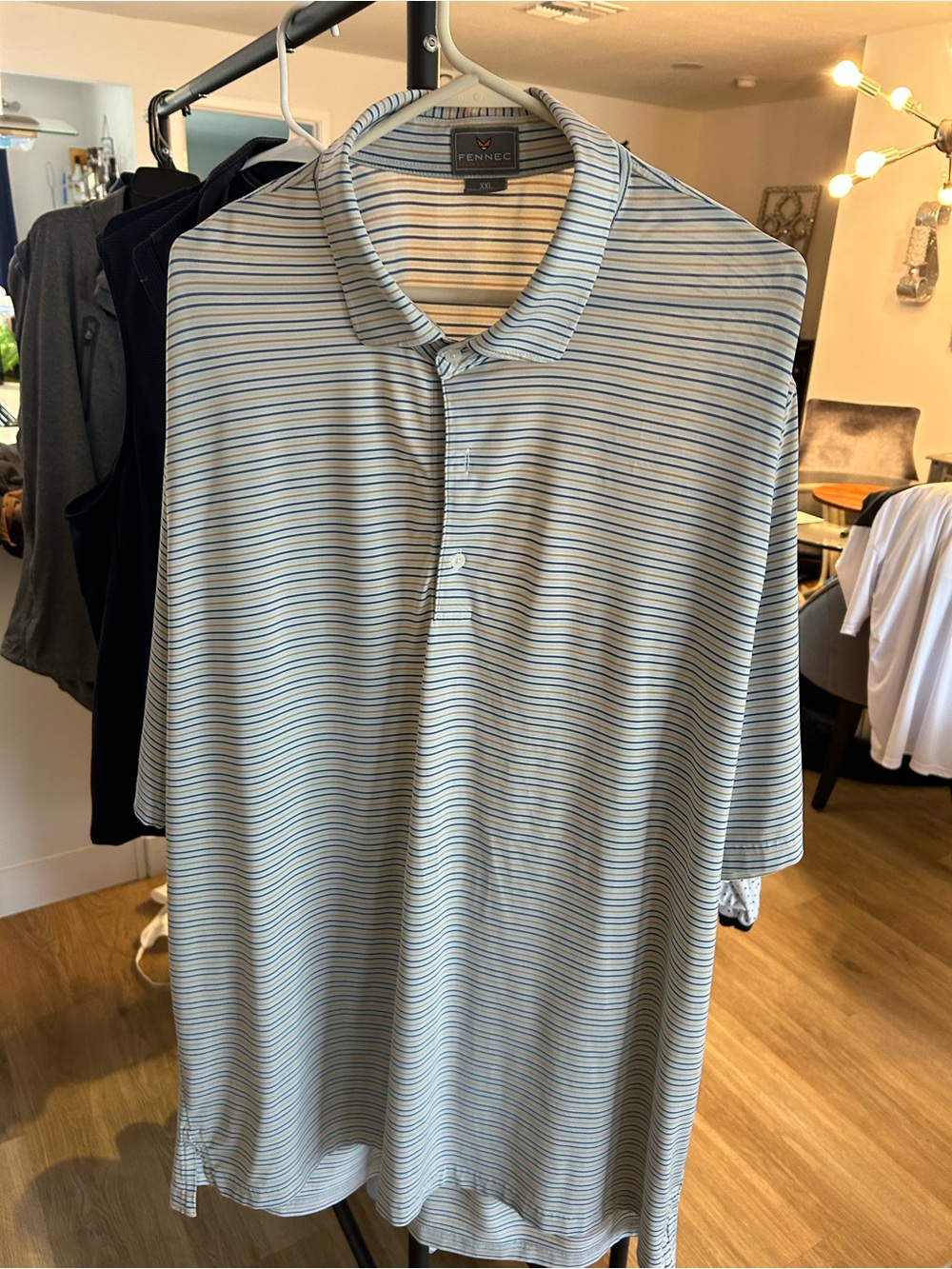Fennec Men's Light Blue Thin-Striped Polo